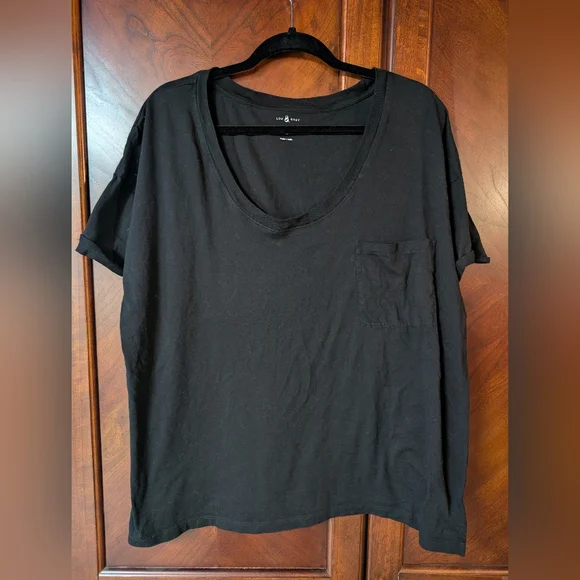 Lou & Grey Supima Cotton Black Tee Size XL - Picture 5 of 7